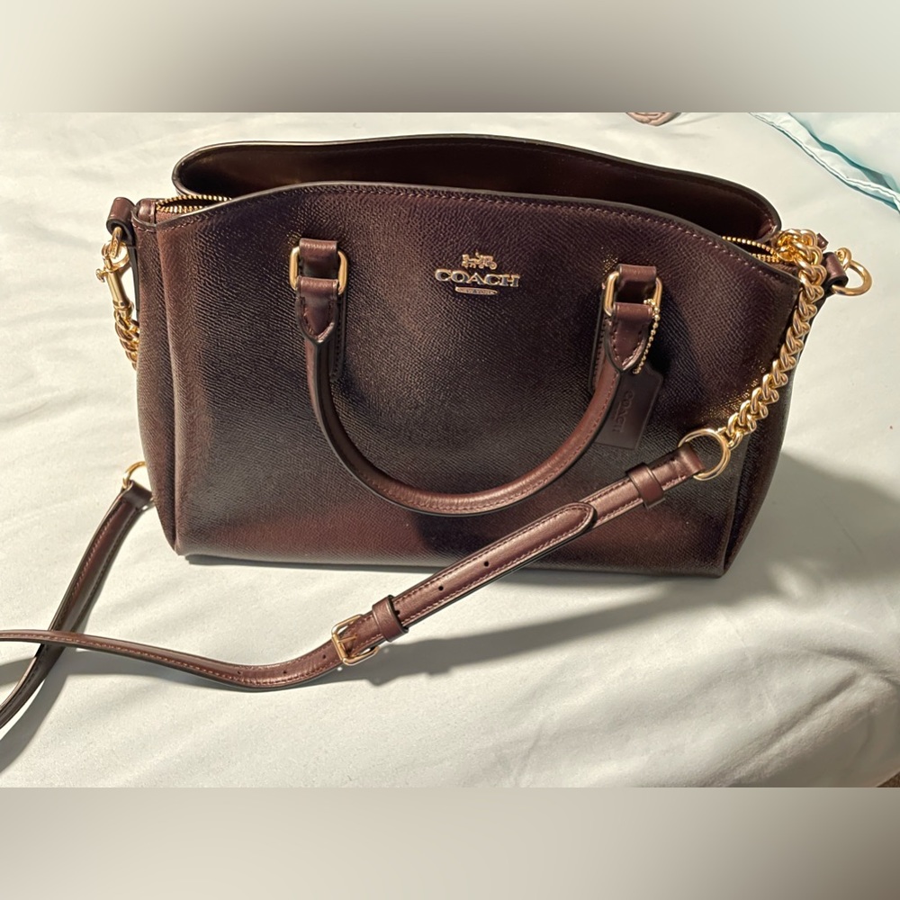 Coach Burgundy/Brown with Gold Chain